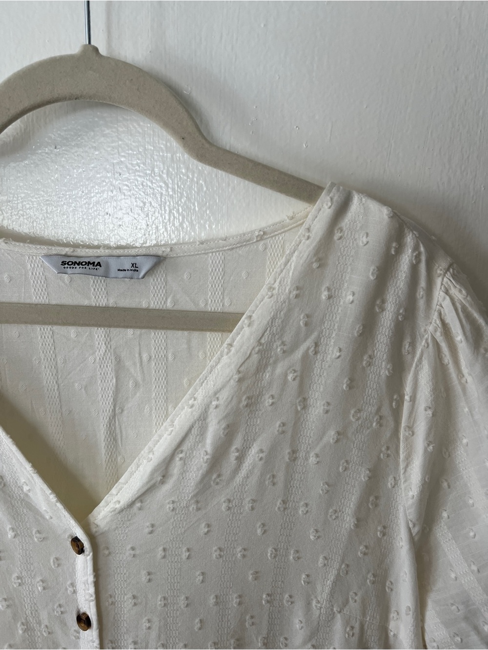 NWT Sonoma Button-Front Cream Midi Dress with V-Neck - Picture 4 of 8